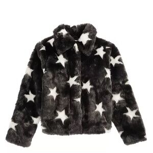 Epic Threads Starry Black and White Puffer Faux Fur Jacket